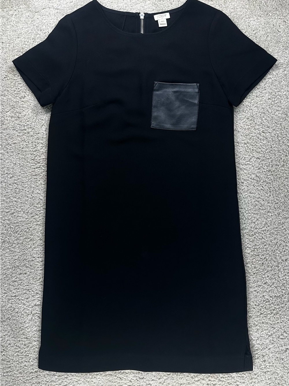 J. Crew Black Shift Dress with Faux Leather Chest Pocket